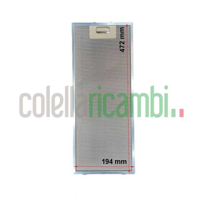Filtro cappa alluminio 194x472x9mm Rex Electrolux AEG Elica Faber