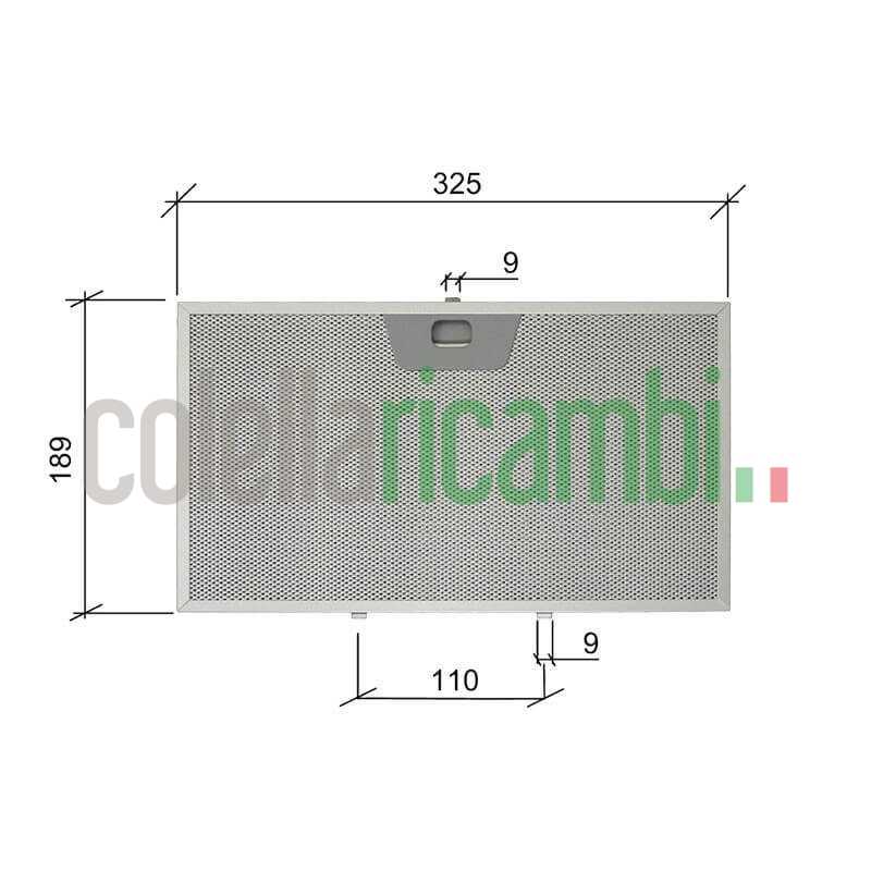 Filtro alluminio 325x189x8 mm Cappa Faber