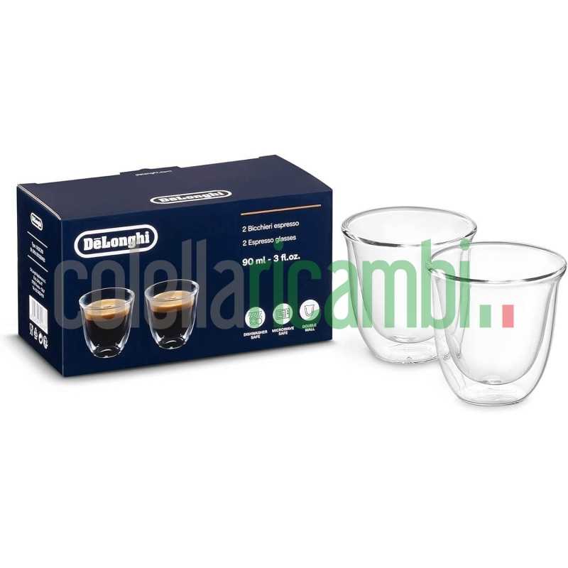 De'Longhi Bicchieri Espresso, Tazzine di Vetro a Doppia Parete DLSC310