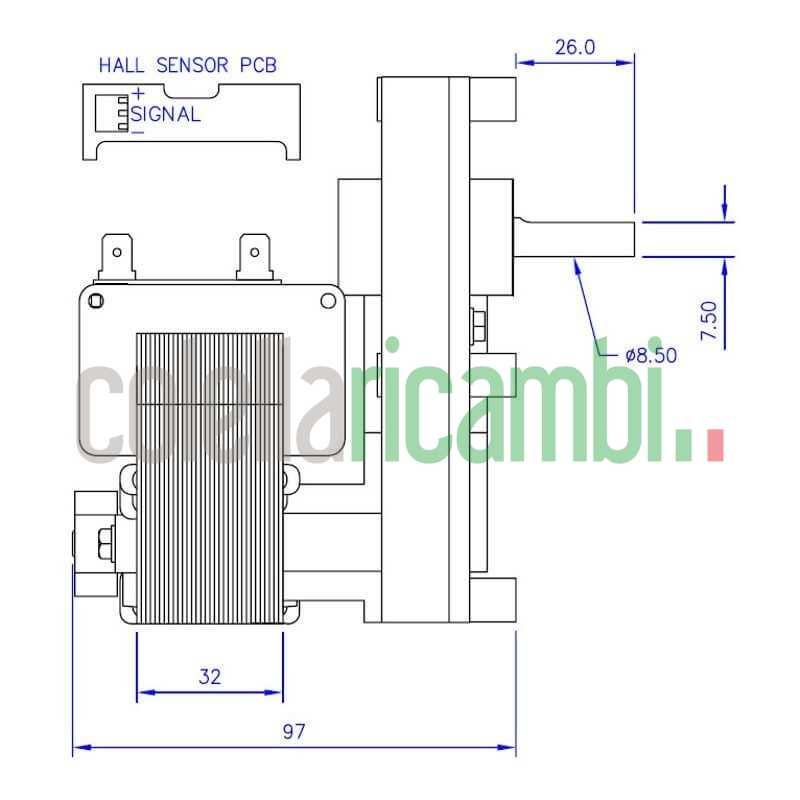 Motoriduttore 3Rpm Pacco 32Mm Albero 8,5Mm Spianatura Singola, Rotazione Oraria, Con Encoder 14702016