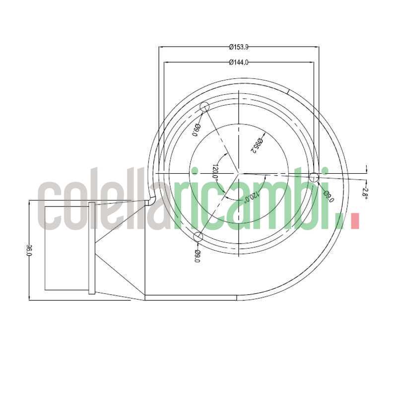 Chiocciola estrattore fumi Stufe a Pellet Cadel 14811001