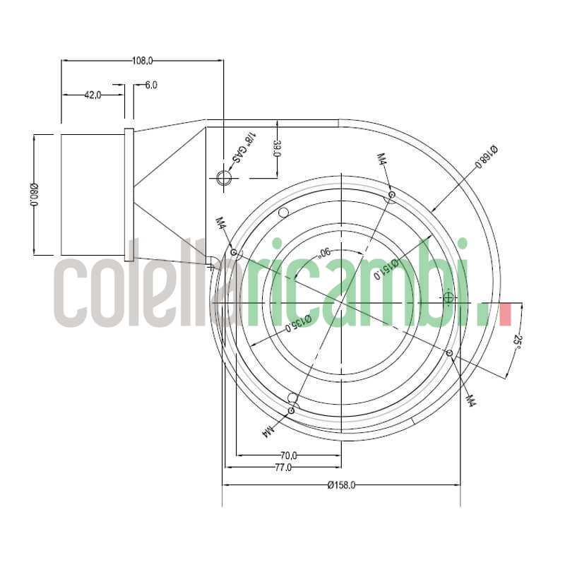 Chiocciola estrattore fumi Stufe a Pellet Cadel 14811001