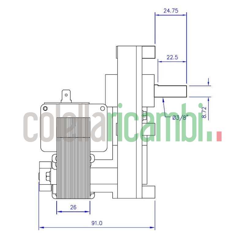 Motoriduttore T3 2Rpm Albero 9,5Mm Spianato-Rotazione Oraria Ecoforest Stufe a Pellet 14702003
