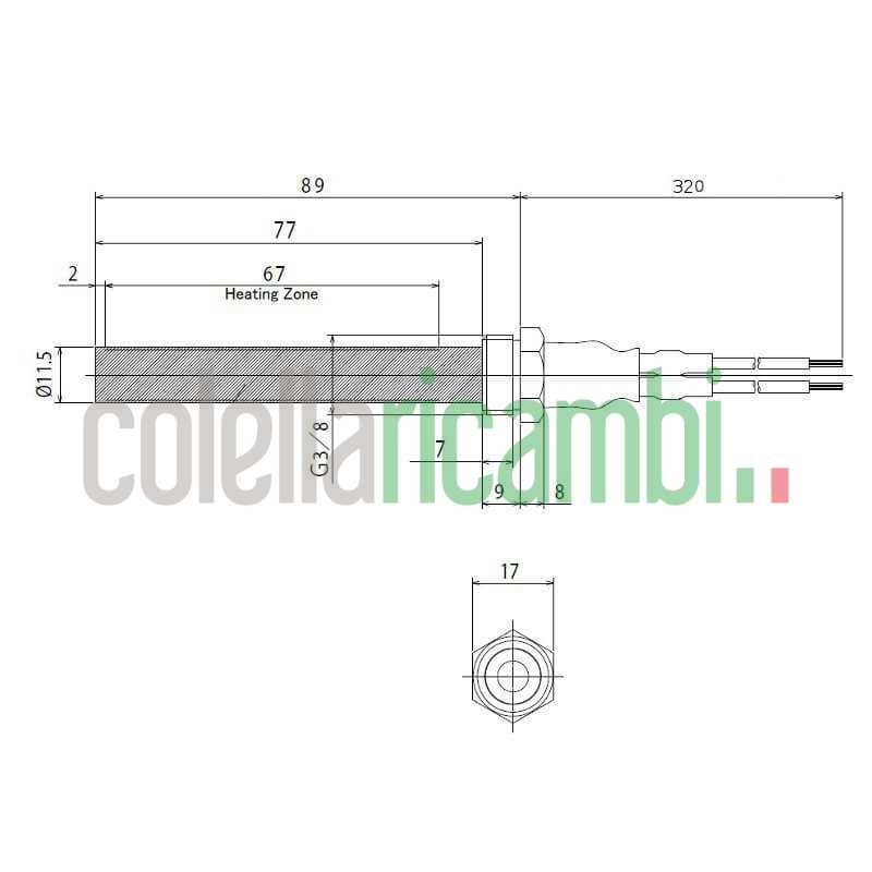Resistenza Ceramica Con Raccordo Da 3/8 Pollice 14701051
