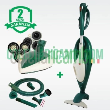 Aspirapolvere Vorwerk Folletto VK135 + Lucidatrice Cuore PL515 e Tubo Accessori Rigenerato Originale con Garanzia