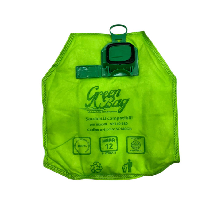 Sacchetti Compatibili LINEA GREEN per Vorwerk Folletto VK140 VK150 6 STRATI