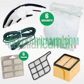 Set Sacchetti, Filtri, Cavo, Setola e Profumi Compatibili per Folletto VK135 VK136