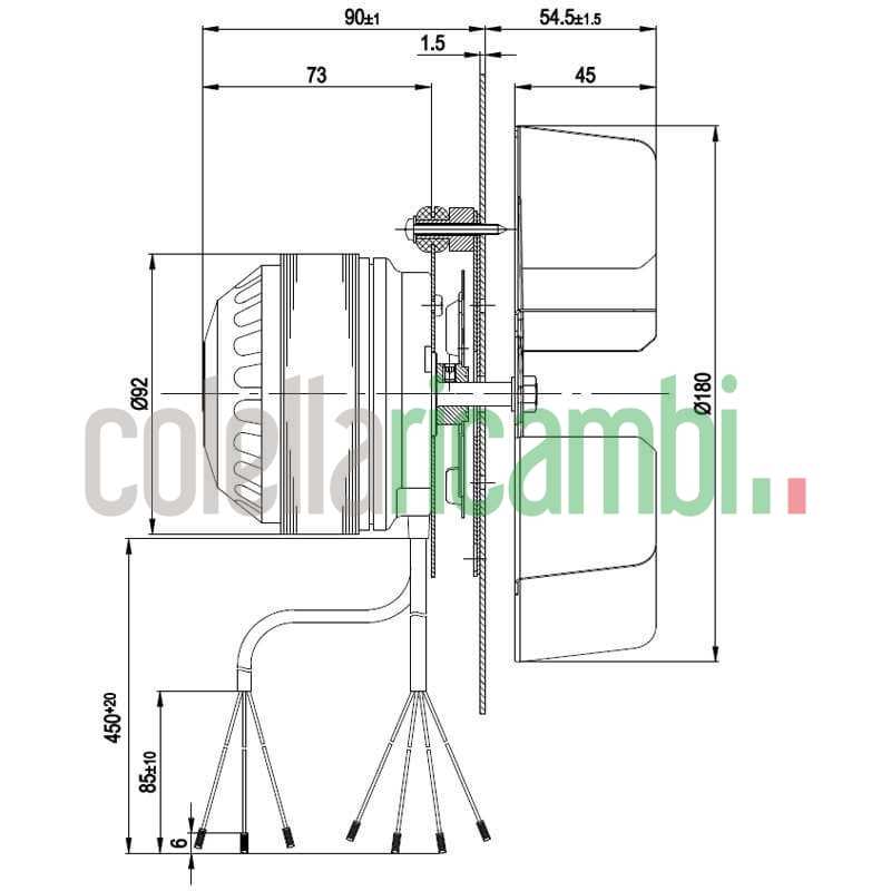 Estrattore Ebm R2e180-Cg82 Con Encoder 72W Ventola 180Mm Stufe a Pellet Camminetti  14706004