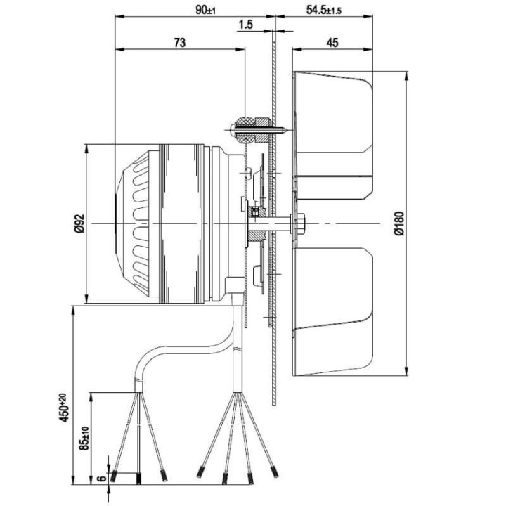 Estrattore Ebm R2e180-Cg82 Con Encoder 72W Ventola 180Mm Stufe a Pellet Camminetti  14706004