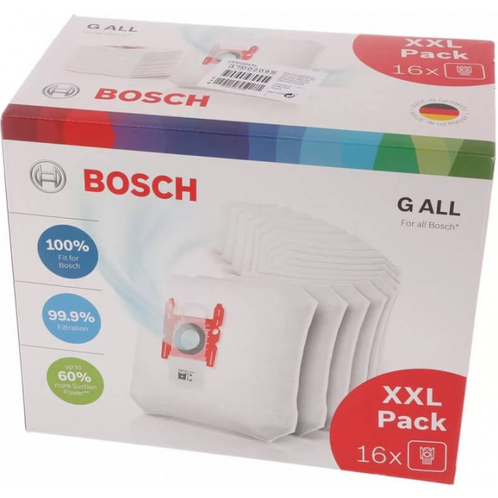Pack XXL 16 Sacchetti per aspirapolvere Tipo G ALL Bosch 17002095 BBZ16GALL