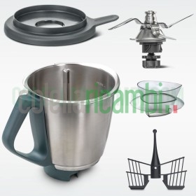 Boccale Completo Bimby TM5 con Ghiera Lame Misurino e Coperchio Originale Vorwerk