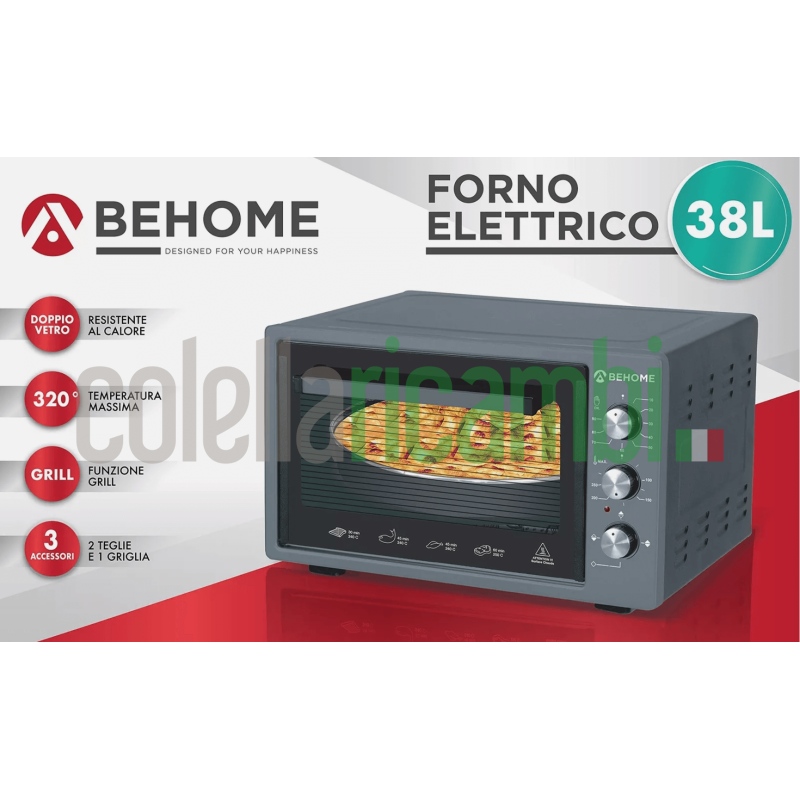 Behome Forno Elettrico 38 litri Ventilato