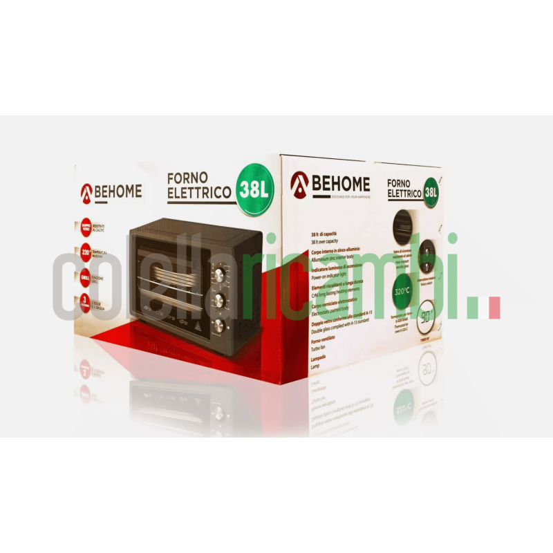 Behome Forno Elettrico 38 litri Ventilato