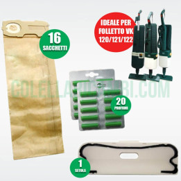 Kit Risparmio Ricambi Folletto Compatibili VK120 VK121 VK122 16 Sacchetti 20 Profumi