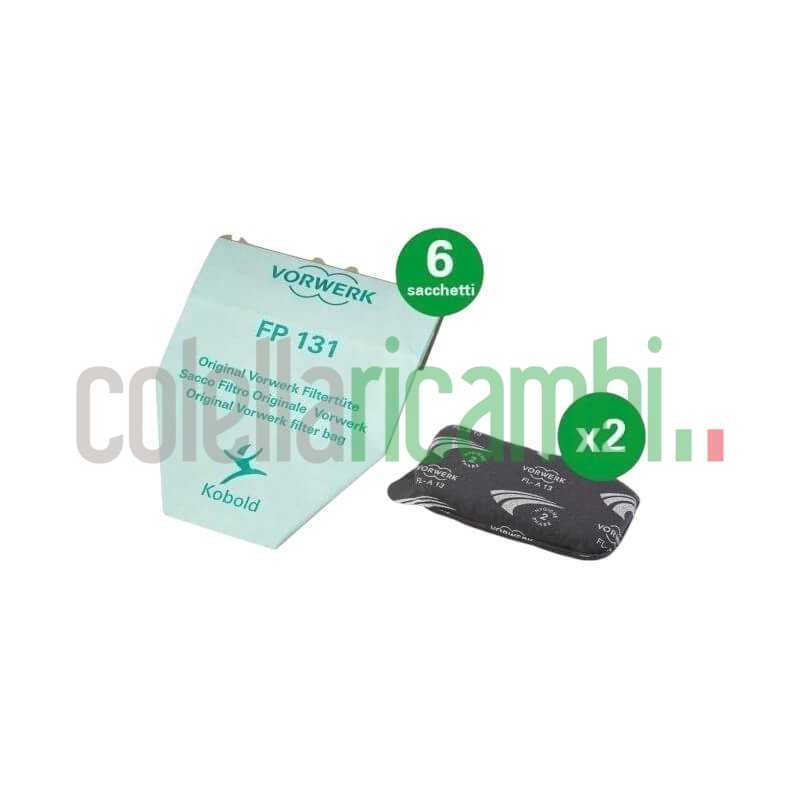 Kit 6 Sacchetti VK130/131 + 2 Filtri Odori Originale Vorwerk