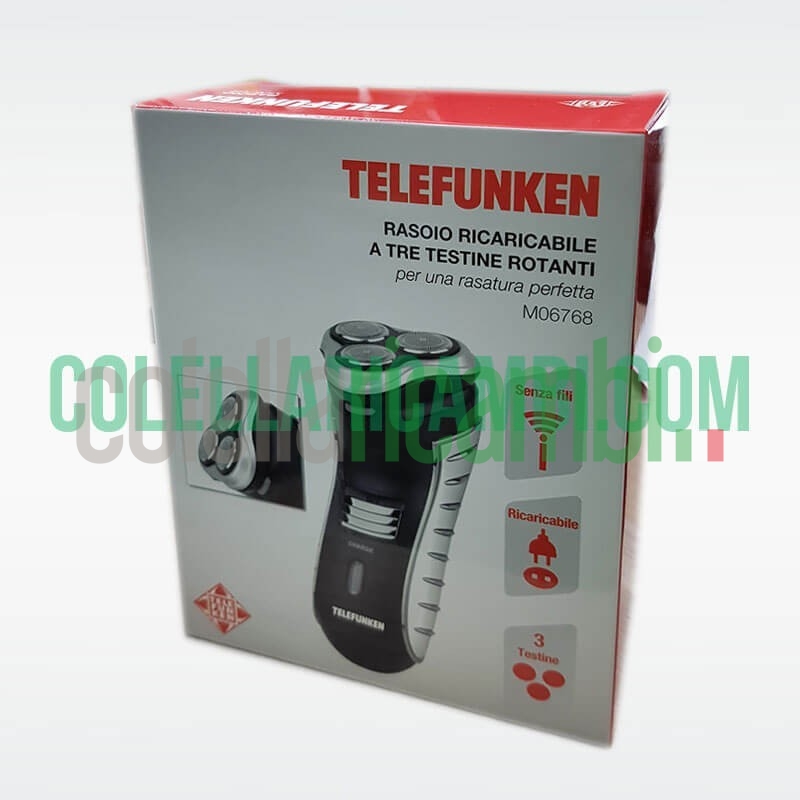 Rasoio Elettrico Ricaricabile Telefunken con Regolabarba a Scomparsa 3 Lame Rotanti e Testina Flex & Float Cordless Senza Fili