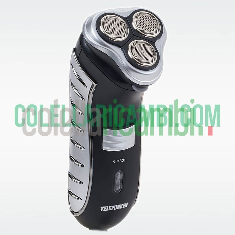 Rasoio Elettrico Ricaricabile Telefunken con Regolabarba a Scomparsa 3 Lame Rotanti e Testina Flex & Float Cordless Senza Fili