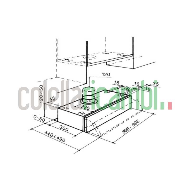 Cappa ad incasso Faber 152 SRM LG cm. 60 grigio chiaro 315.0547.802