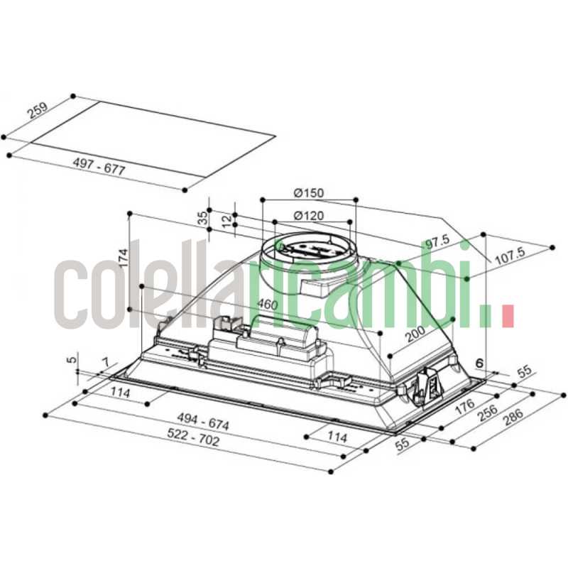 Cappa ad incasso Faber INKA SMART C/33 LG A52 50cm grigio 305.0602.040