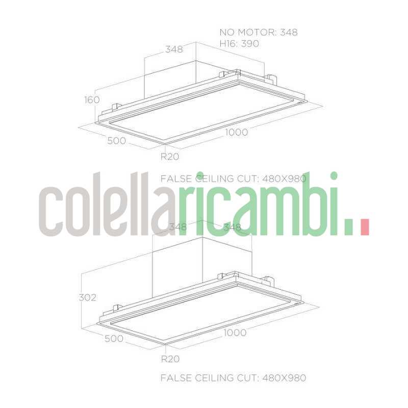 Cappa a soffitto da 100 cm bianca e cornice bianca Elica PRF0147727