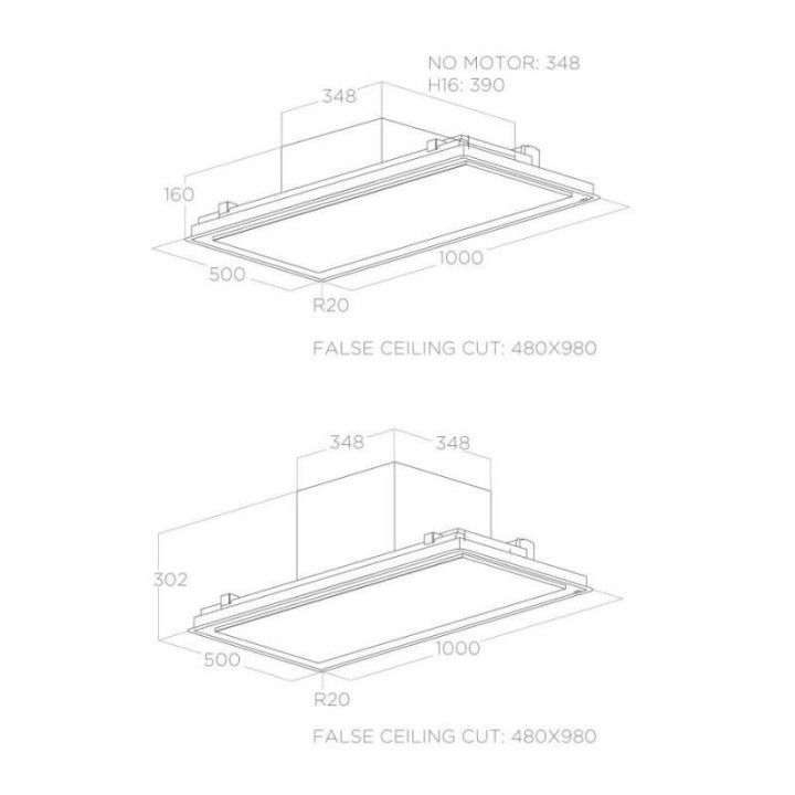 Cappa a soffitto da 100 cm bianca e cornice bianca Elica PRF0147727