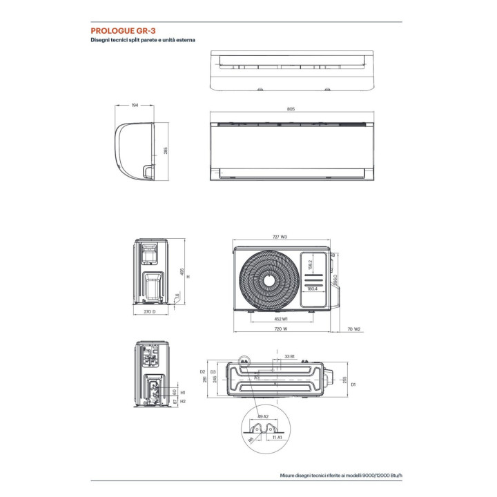 Condizionatore GEHPM 12000 BTU Monosplit Inverter in R32 Wifi intergato Grundig GEHPM121