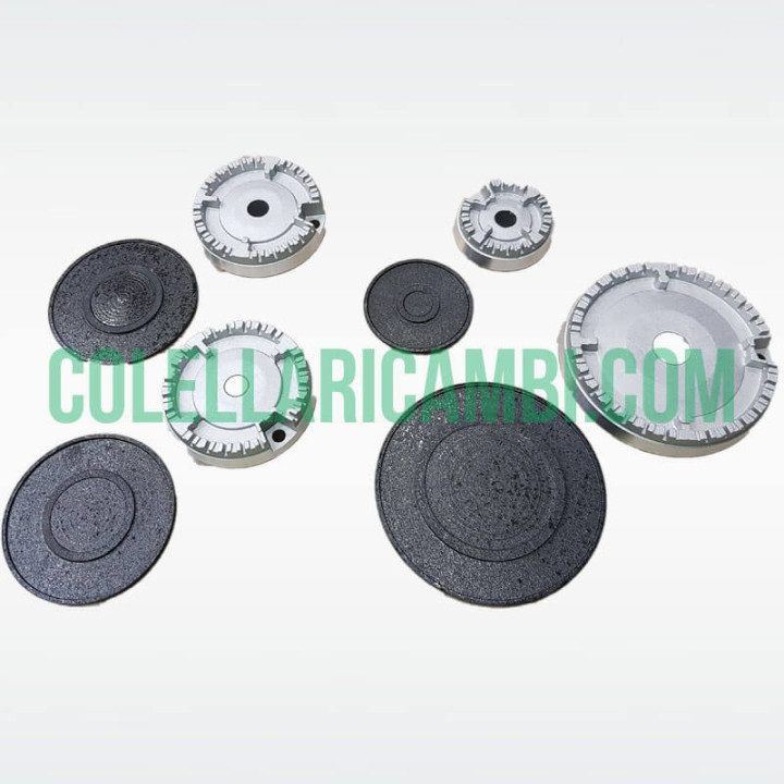Kit Completo Bruciatori e Piattelli Ariston Nardi Indesit 4 Fuochi Cucina A Gas 390CU012