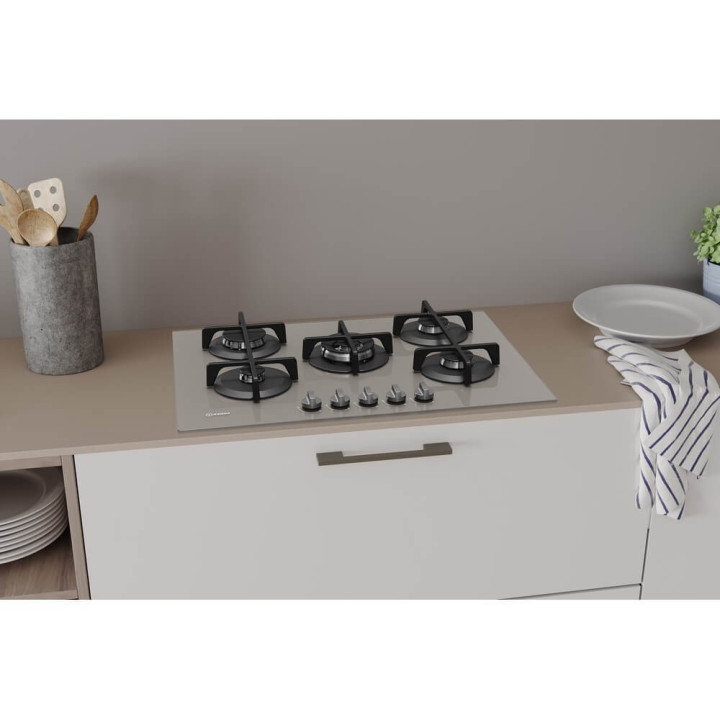 Indesit ING 72T/TD Piano cottura a gas cm. 73 - vetro tortora