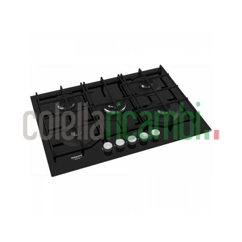 Piano cottura Gas larghezza 73 cm Finitura Vetro Nero - 5 Fuochi - Griglie Ghisa HAGS72F/BK