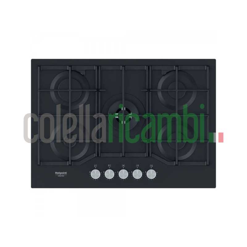 Piano cottura Gas larghezza 73 cm Finitura Vetro Nero - 5 Fuochi - Griglie Ghisa HAGS72F/BK