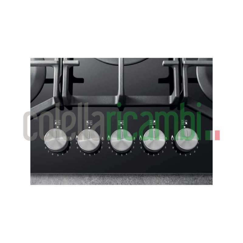 Piano cottura Gas larghezza 73 cm Finitura Vetro Nero - 5 Fuochi - Griglie Ghisa HAGS72F/BK
