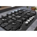 Piano cottura Gas larghezza 73 cm Finitura Vetro Nero - 5 Fuochi - Griglie Ghisa HAGS72F/BK