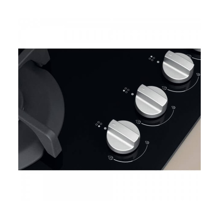 Piano cottura Gas larghezza 60 cm Finitura Vetro colore NERO - 4 Fuochi - Griglie Ghisa - F159002