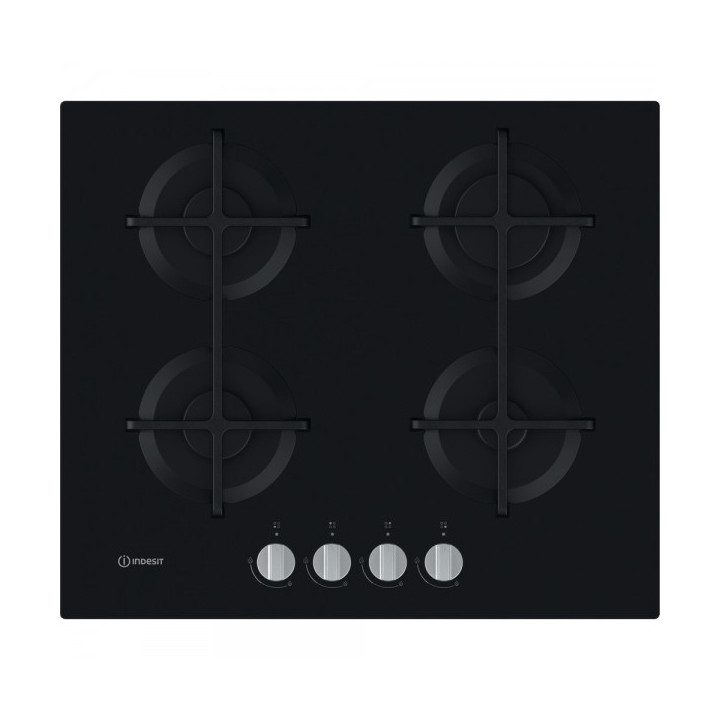 Piano cottura Gas larghezza 60 cm Finitura Vetro colore NERO - 4 Fuochi - Griglie Ghisa - F159002