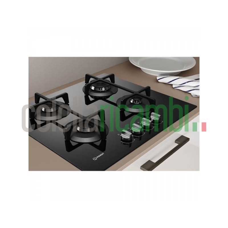 Piano cottura Gas larghezza 60 cm Finitura Vetro colore NERO - 4 Fuochi - Griglie Ghisa - F159002
