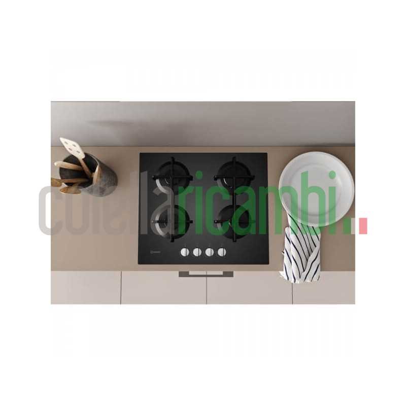 Piano cottura Gas larghezza 60 cm Finitura Vetro colore NERO - 4 Fuochi - Griglie Ghisa - F159002