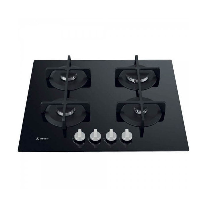 Piano cottura Gas larghezza 60 cm Finitura Vetro colore NERO - 4 Fuochi - Griglie Ghisa - F159002
