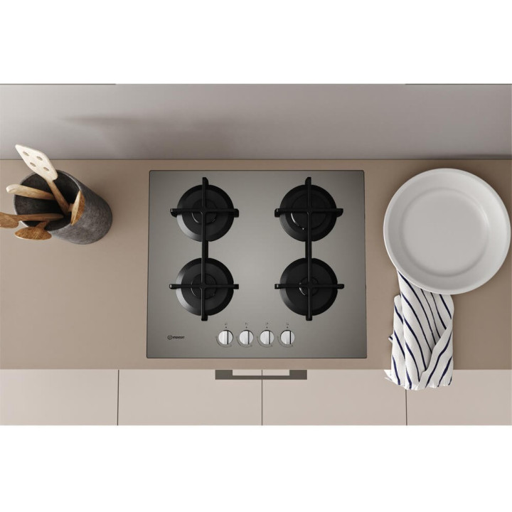 Indesit ING 61T/TD Piano cottura a gas cm. 59 - vetro tortora