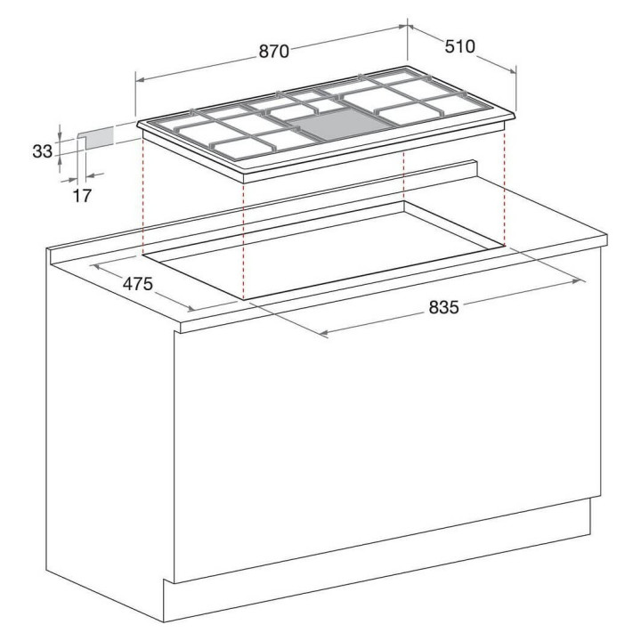Piano cottura a gas da incasso Hotpoint Ariston PHN 960MST (AN) R/HA