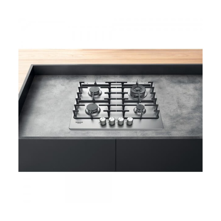 Piani cottura Gas larghezza 58 cm Finitura Inox - 4 Fuochi - Flame control - Griglie Ghisa - F159854