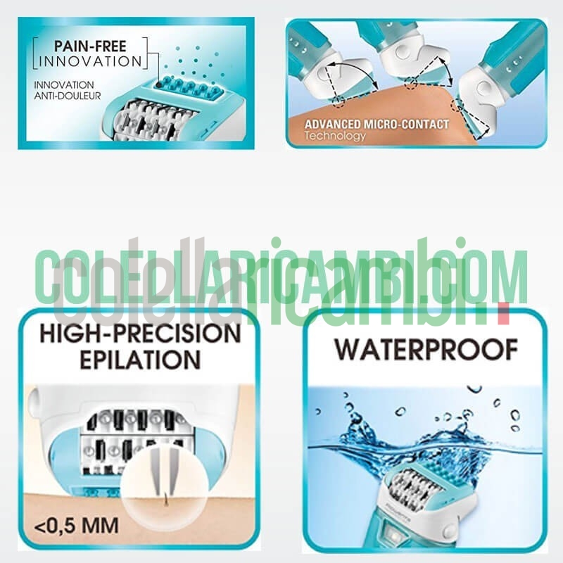 Rowenta EP9330 Aqua Perfect Soft Epilatore Wet & Dry con 4 Accessori