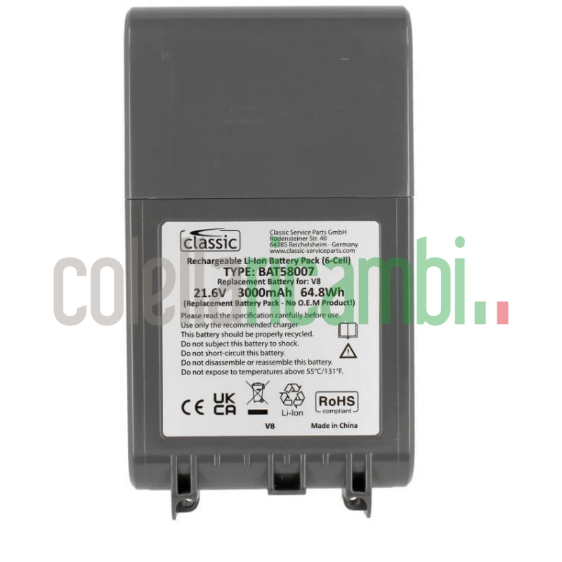 Batteria Li-Ion 21,6V alternativa aspirapolvere Classic Dyson V8 BAT58007