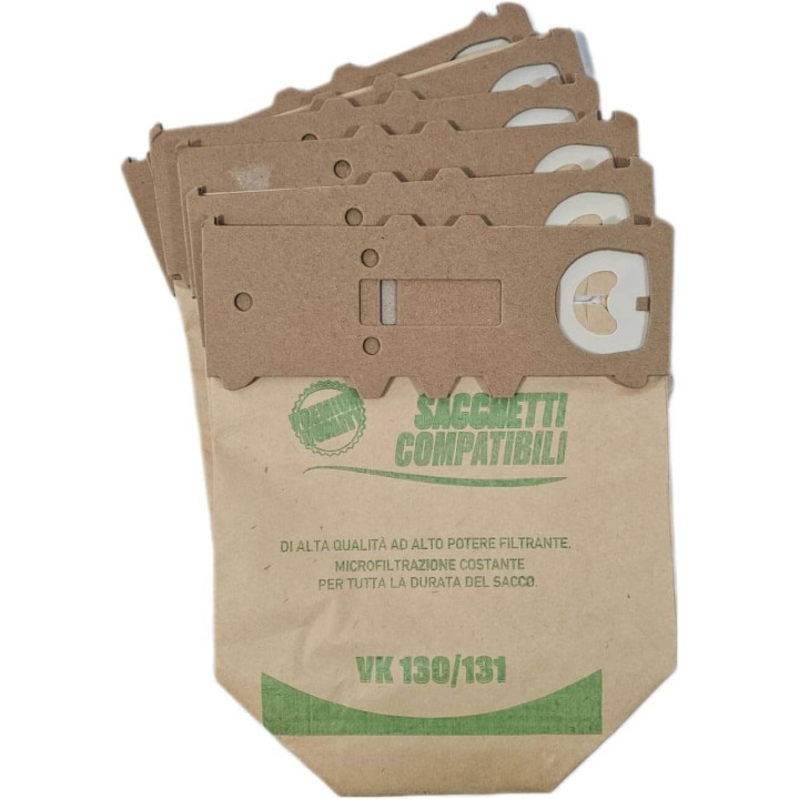 Sacchetti Compatibili per Vorwerk Folletto VK130 VK131 (6 PZ)