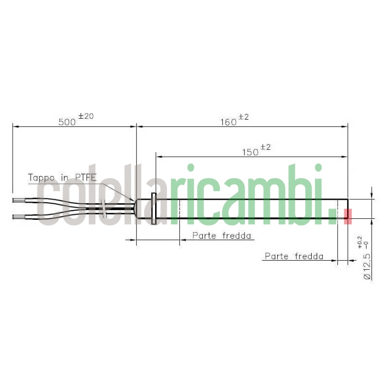 Resistenza accensione per stufe a pellet con flangia 14701021L