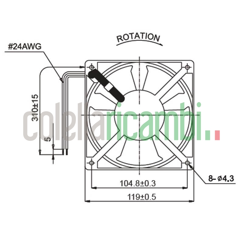 Ventilatore assiale con struttura in alluminio pressofuso stufe a pellet 14703001