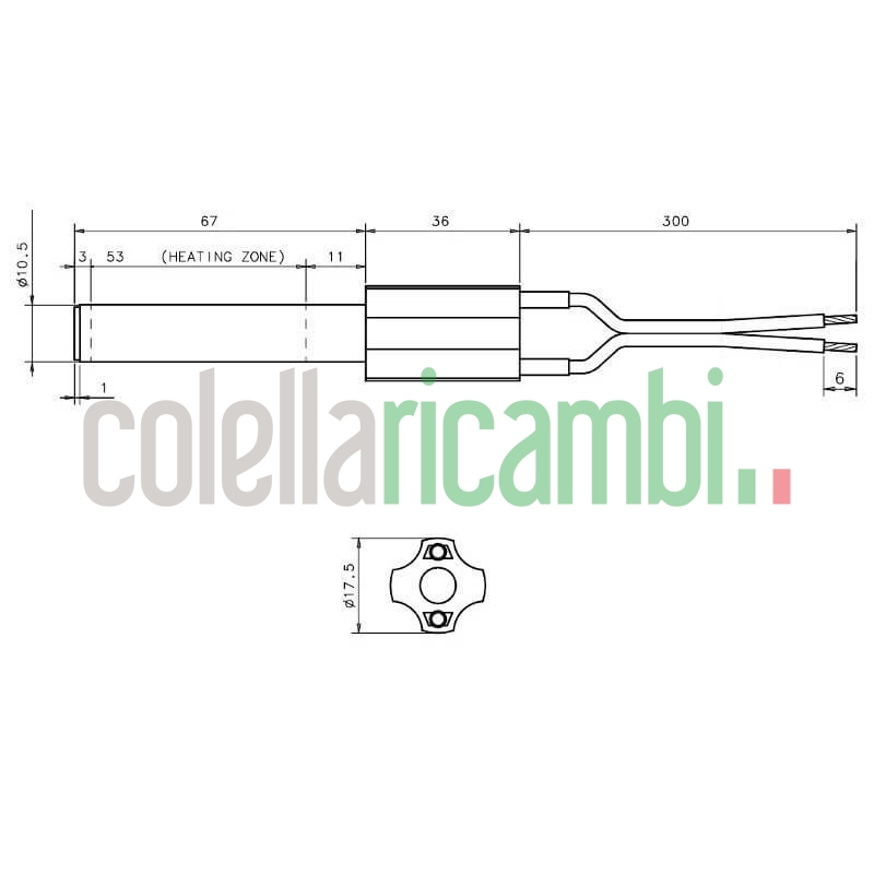 Resistenza accensione per stufe a pellet in ceramica 14701088