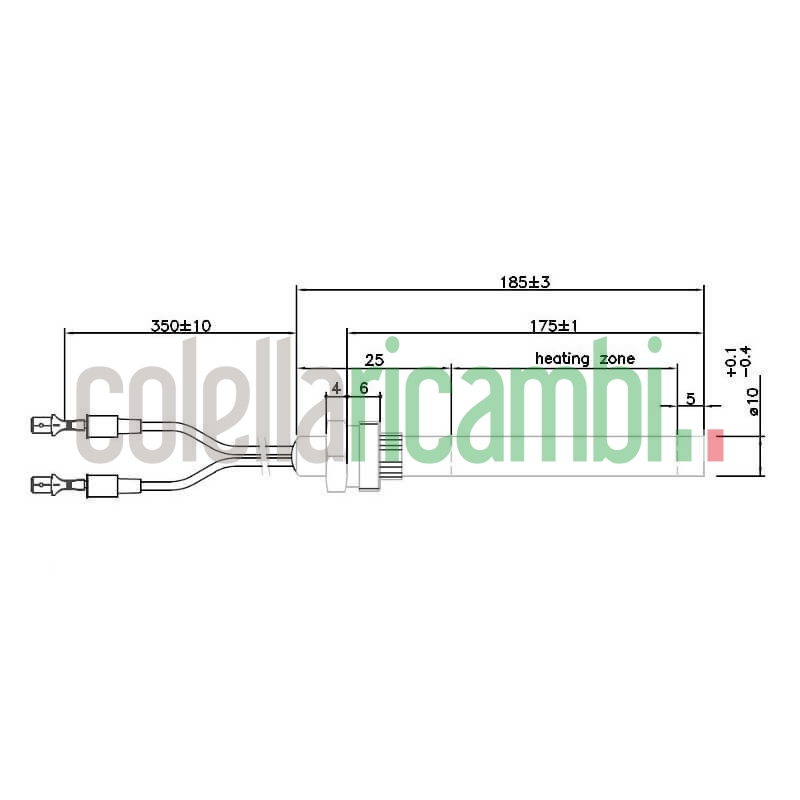 Resistenza accensione con raccordo filettato 3/8" GAS stufe a pellet 14701081