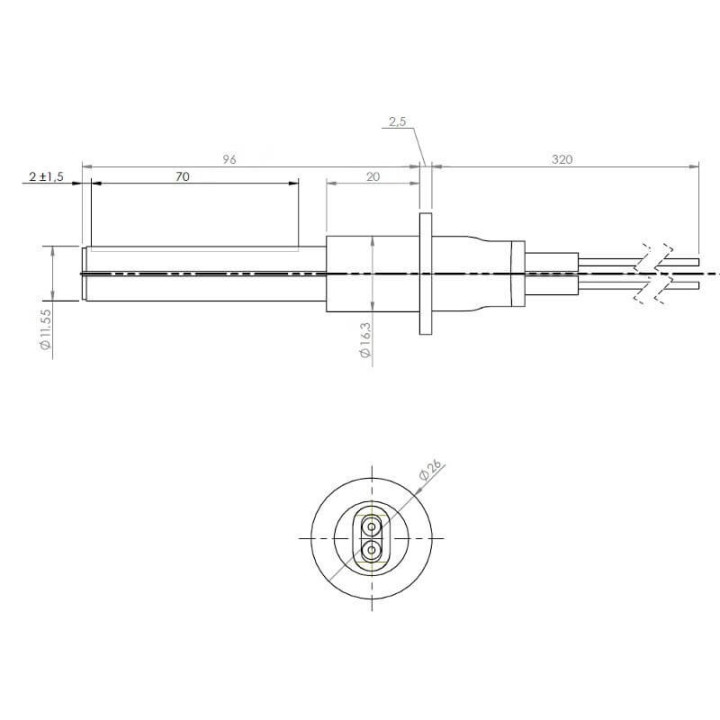 Resistenza accensione per stufe a pellet in ceramica 14701065
