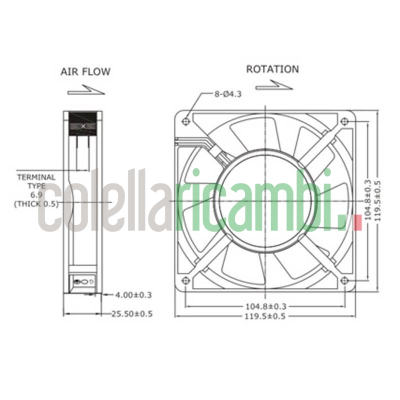 Ventilatore assiale con struttura in alluminio pressofuso 14703005