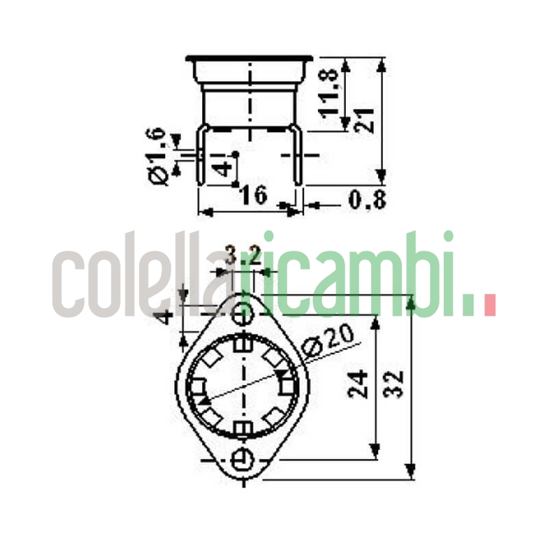 Termostato bimetallico con flangia stufe a pellet 14704015